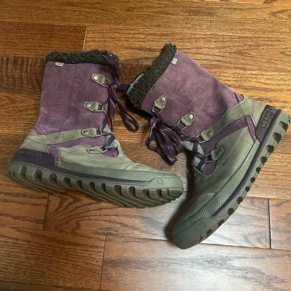 Merrell Women's Silversun Lace Waterproof Boot Purple Gray Size 9.5 - Picture 2 of 15